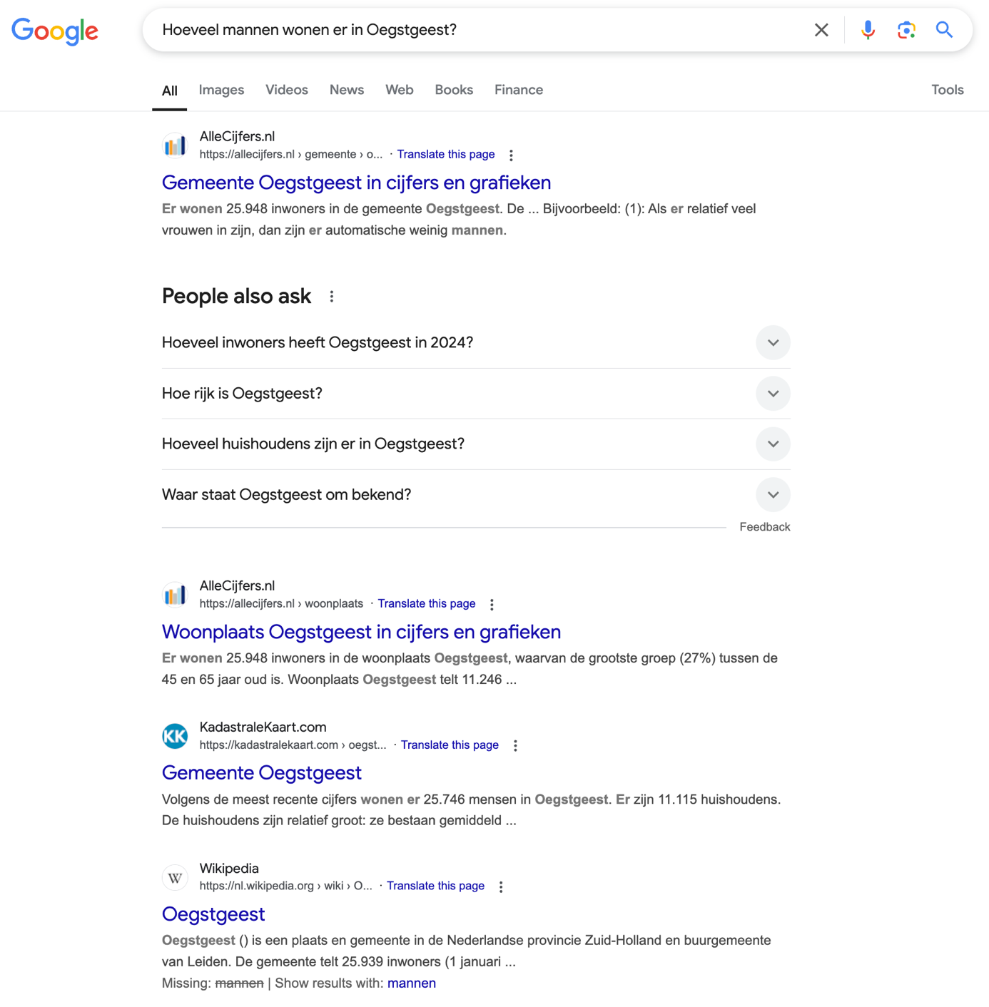 Google zoekresultaat
